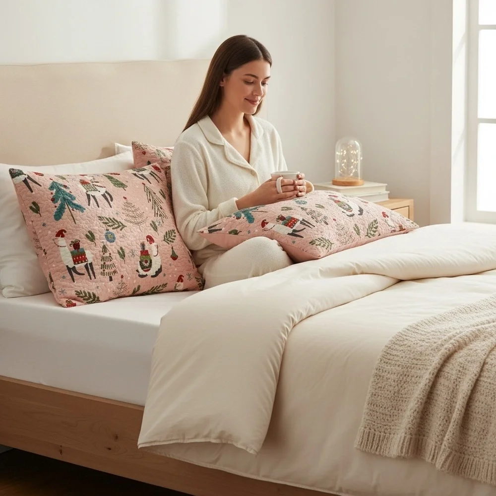 Festive Pink Holiday Pillow shams standard size